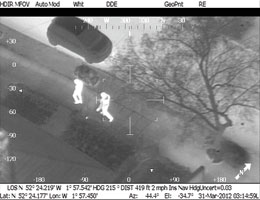 West Midlands Police helicopter identifies fleeing suspects.<br> 
Photo by West Midlands Police, Flickr Creative Commons (<a href="https://www.flickr.com/photos/westmidlandspolice/" target="_blank">https://www.flickr.com/photos/westmidlandspolice/</a>).